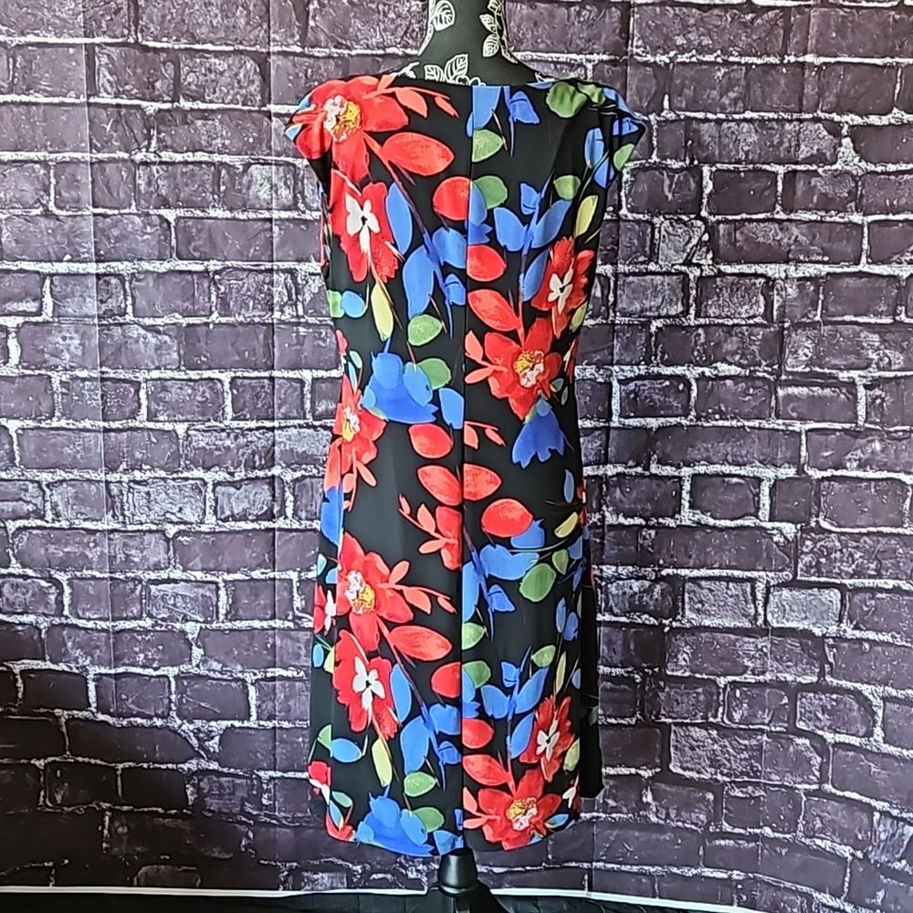 Lauren by Ralph Lauren Draped Neck Rouched Waist Midi Sleeveless Dress size 16 - Picture 3 of 8